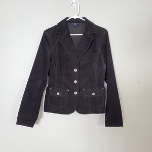 Reitmans womens blazer suit jacket medium black corduroy pocket button